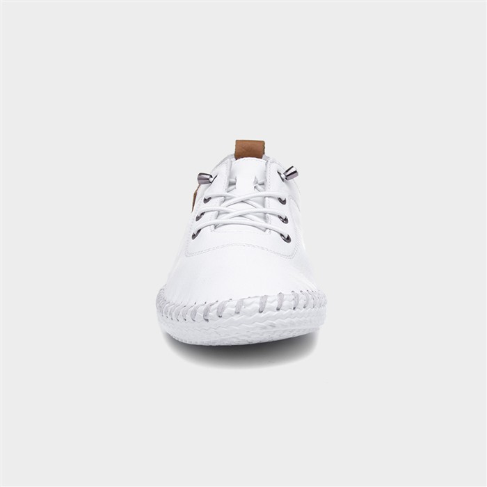 St Ives Womens White Leather Casual Shoe