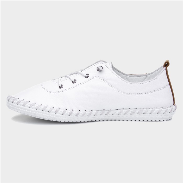 St Ives Womens White Leather Casual Shoe