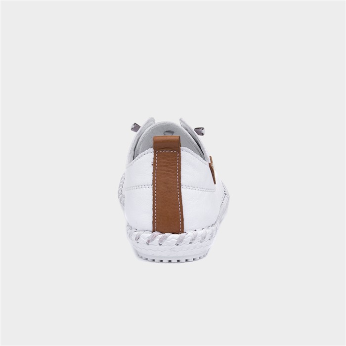 St Ives Womens White Leather Casual Shoe