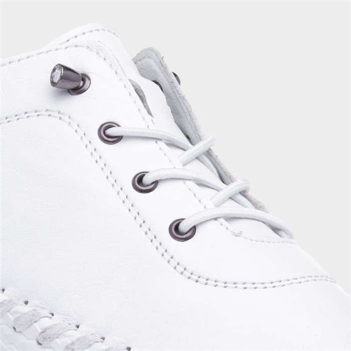 St Ives Womens White Leather Casual Shoe