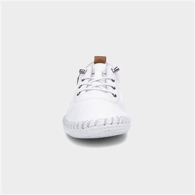 St Ives Womens White Leather Casual Shoe