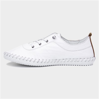 St Ives Womens White Leather Casual Shoe