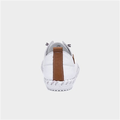 St Ives Womens White Leather Casual Shoe