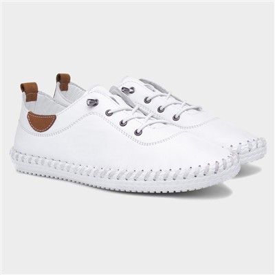 St Ives Womens White Leather Casual Shoe