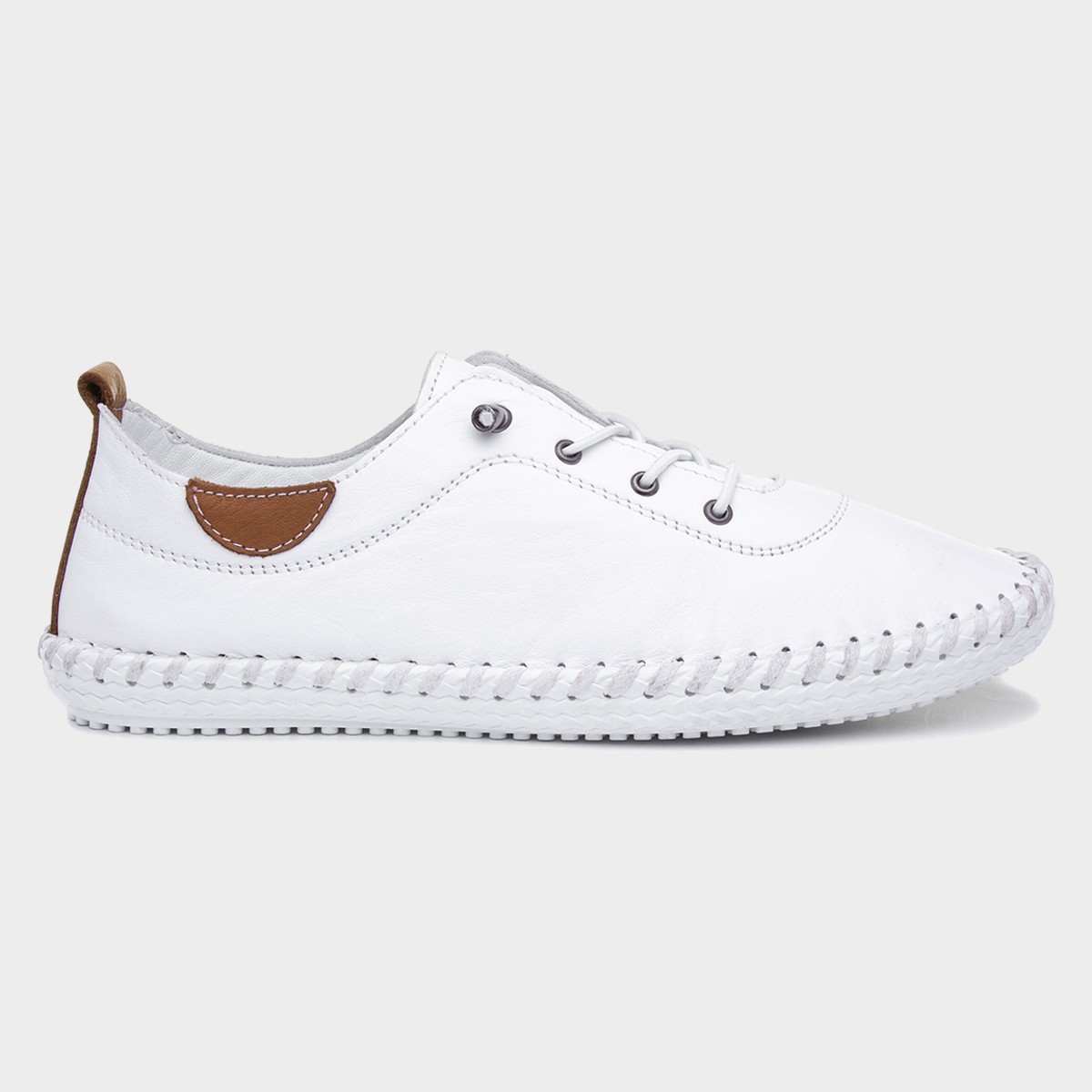 St Ives Womens White Leather Casual Shoe