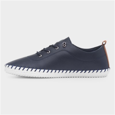 St Ives Womens Navy Leather Casual Shoe