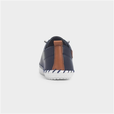 St Ives Womens Navy Leather Casual Shoe