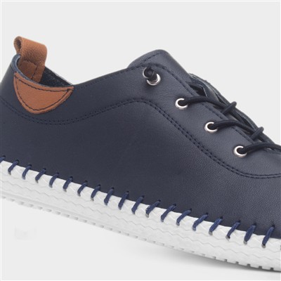 St Ives Womens Navy Leather Casual Shoe
