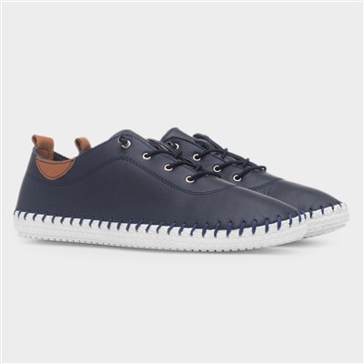 St Ives Womens Navy Leather Casual Shoe