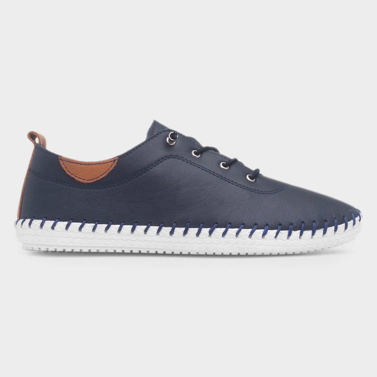 St Ives Womens Navy Leather Casual Shoe