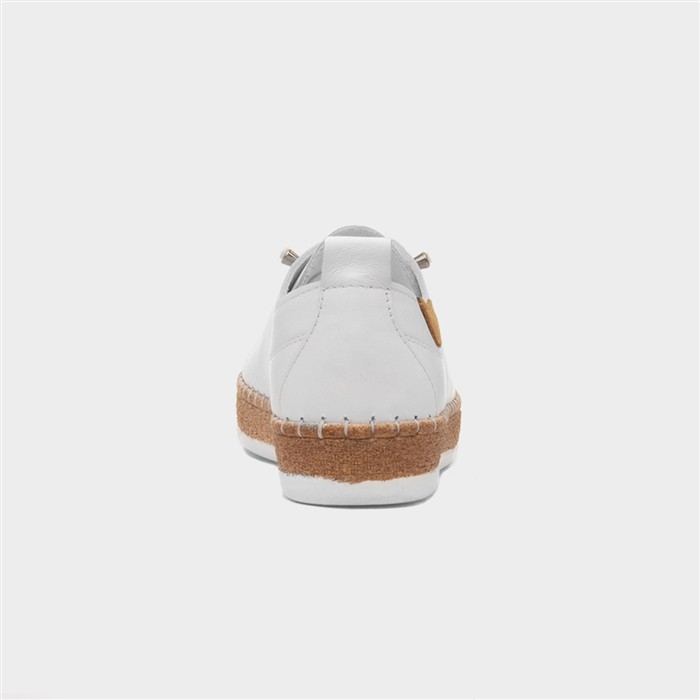 Evie Womens White Casual Flat Leather Shoe