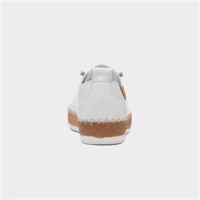Evie Womens White Casual Flat Leather Shoe