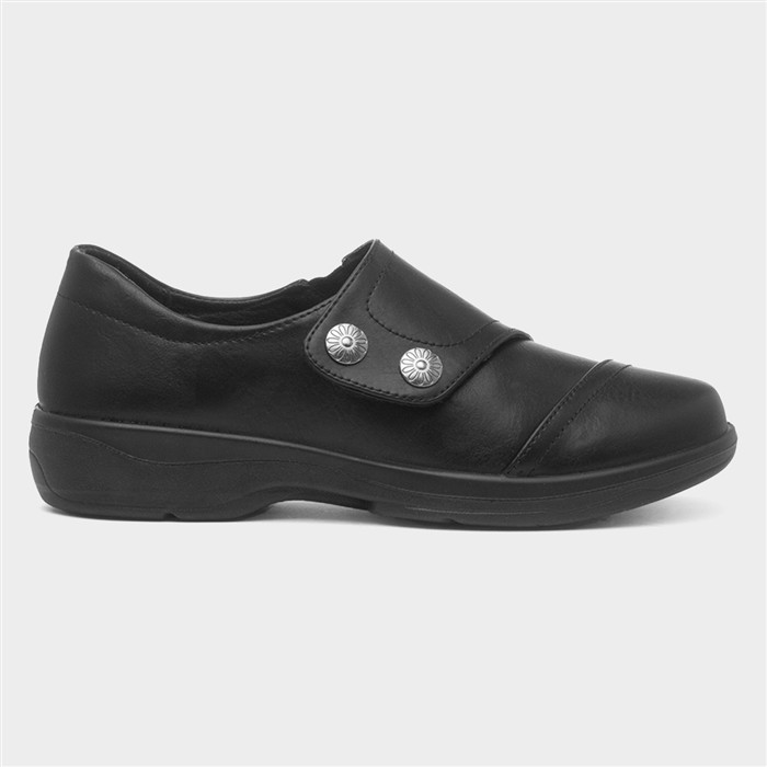Womens Black Easy Fasten Casual Shoe