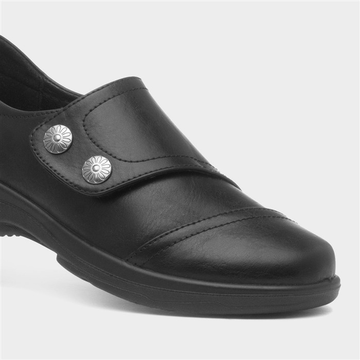 Womens Black Easy Fasten Casual Shoe