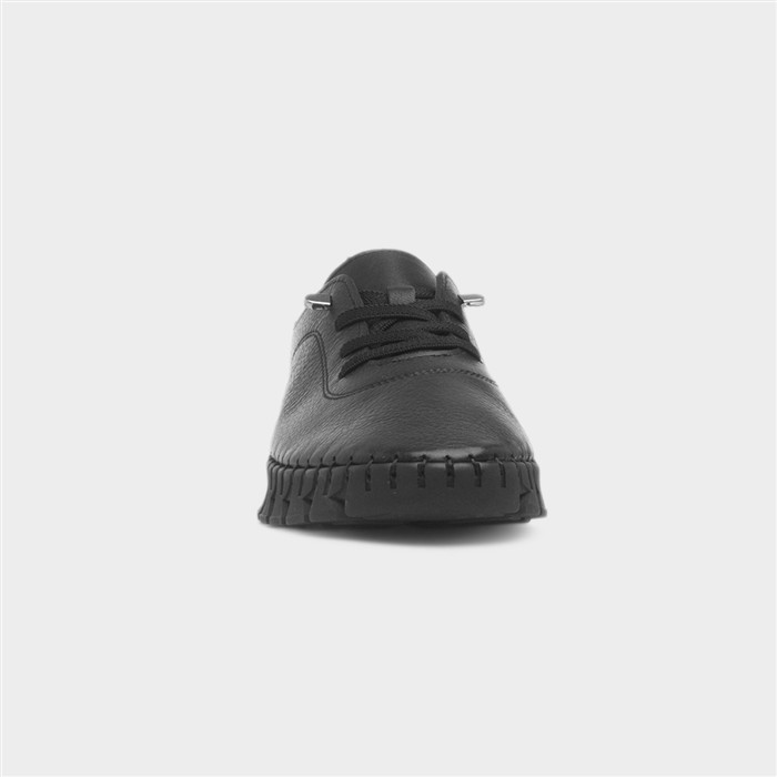 St Austell Womens Black Leather Casual Shoe
