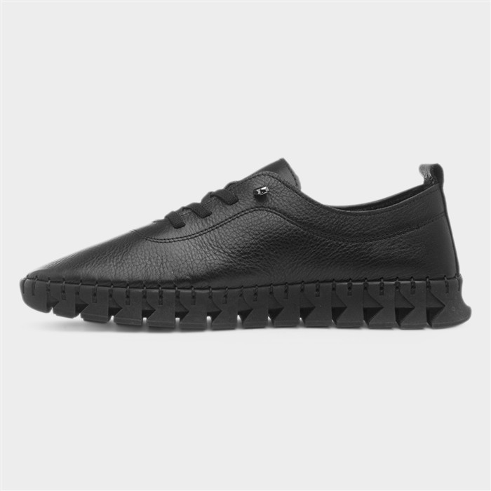 St Austell Womens Black Leather Casual Shoe