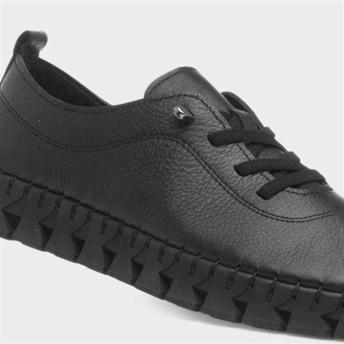 St Austell Womens Black Leather Casual Shoe
