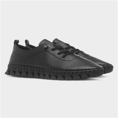 St Austell Womens Black Leather Casual Shoe