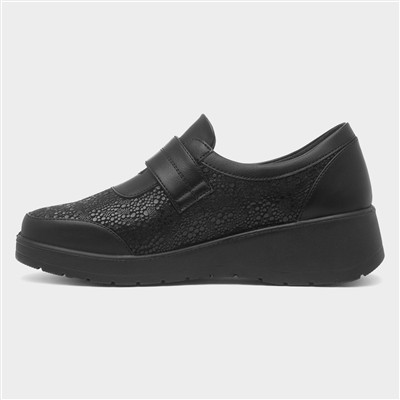 Womens Black Wedge Casual Shoe