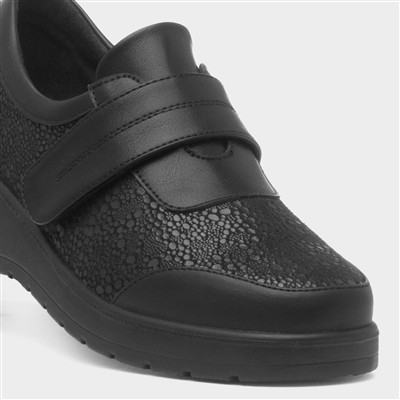 Womens Black Wedge Casual Shoe