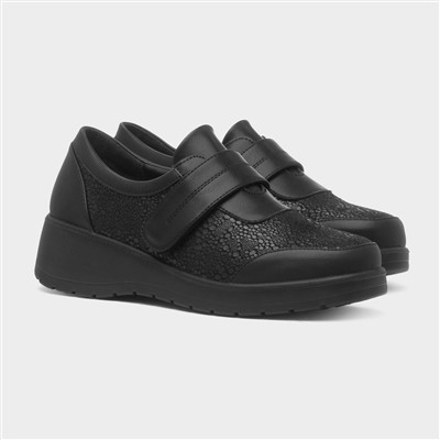 Womens Black Wedge Casual Shoe