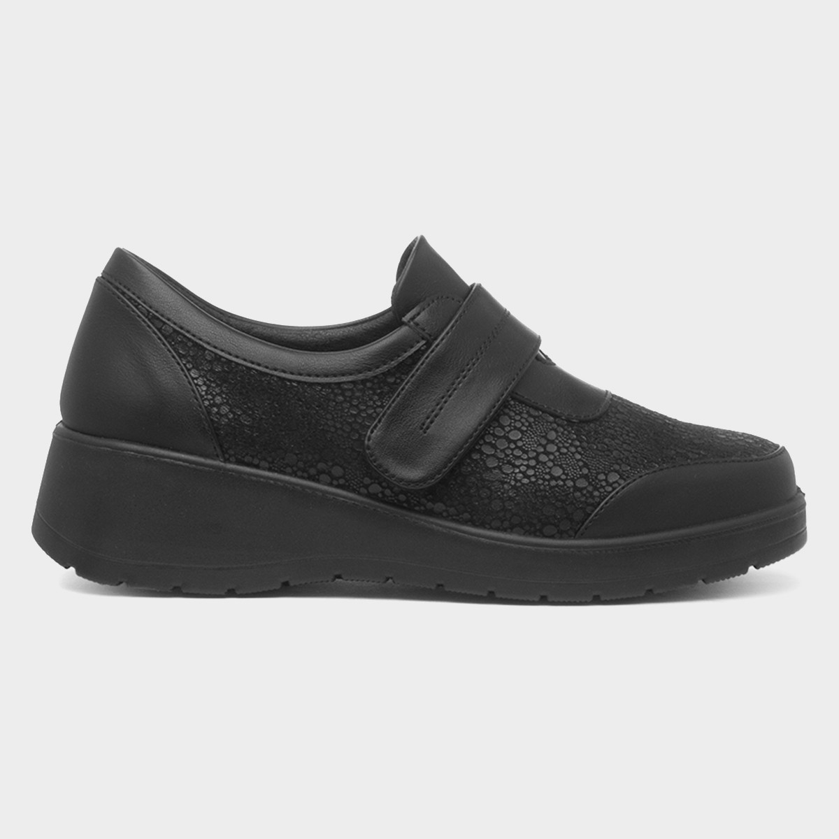 Womens Black Wedge Casual Shoe