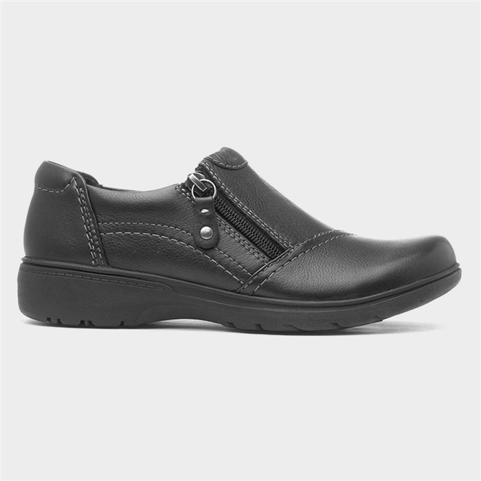 Carleigh Ray Womens Black Zip Leather Shoe