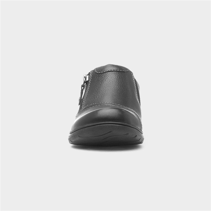 Carleigh Ray Womens Black Zip Leather Shoe