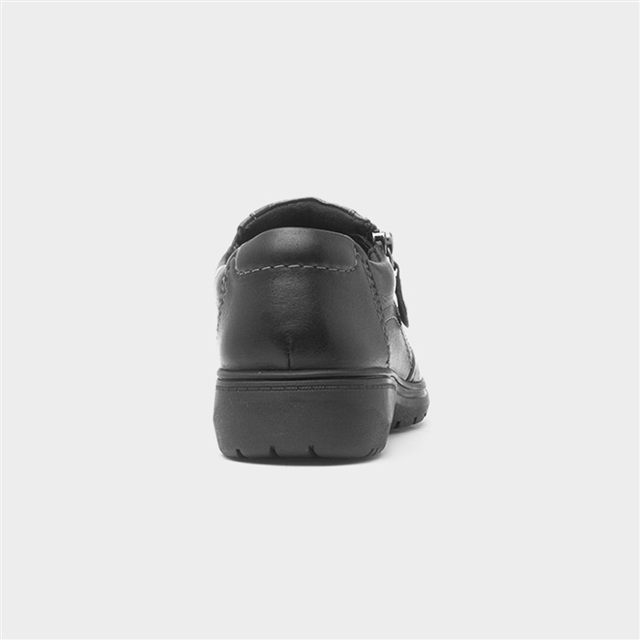 Carleigh Ray Womens Black Zip Leather Shoe