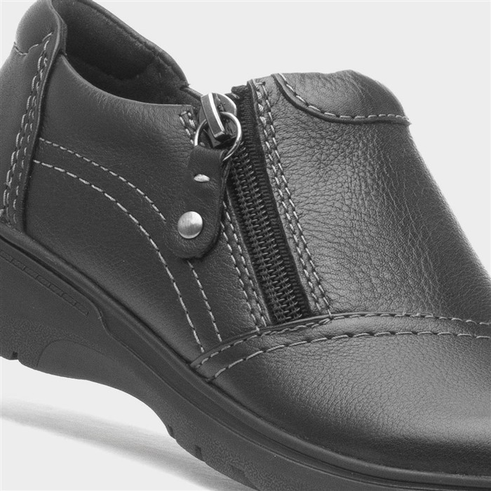 Carleigh Ray Womens Black Zip Leather Shoe