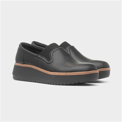 Zylah Sky Womens Black Leather Casual Shoe