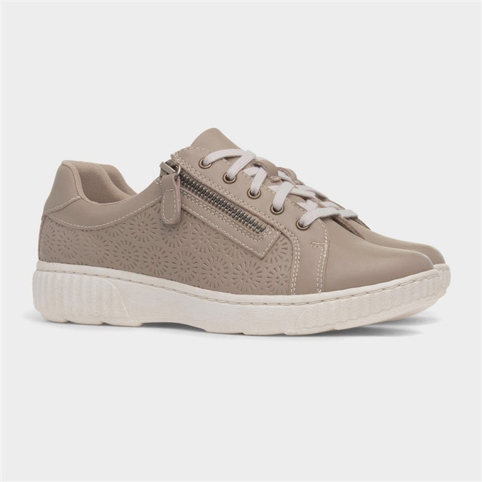 Caroline Rio Womens Sand Zip Leather Shoe
