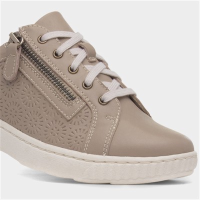 Caroline Rio Womens Sand Zip Leather Shoe