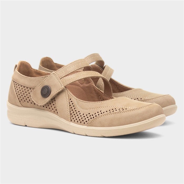Mhari Womens Beige Easy Fasten Shoe