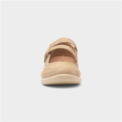 Mhari Womens Beige Easy Fasten Shoe