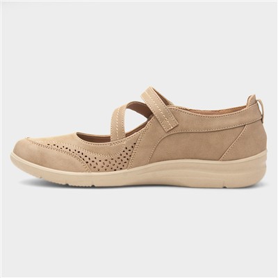 Mhari Womens Beige Easy Fasten Shoe