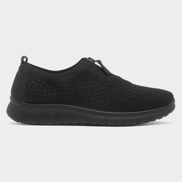 Astrid Womens Black Zip Up Knit Shoe
