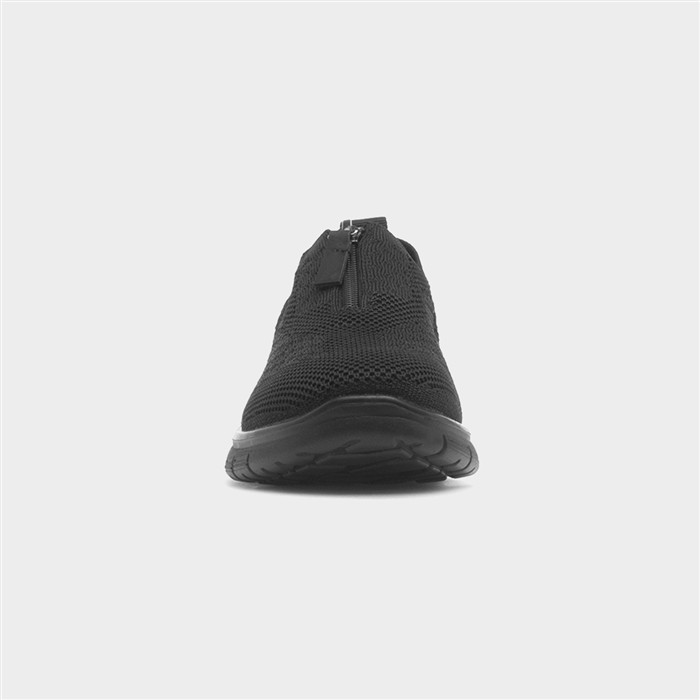 Astrid Womens Black Zip Up Knit Shoe