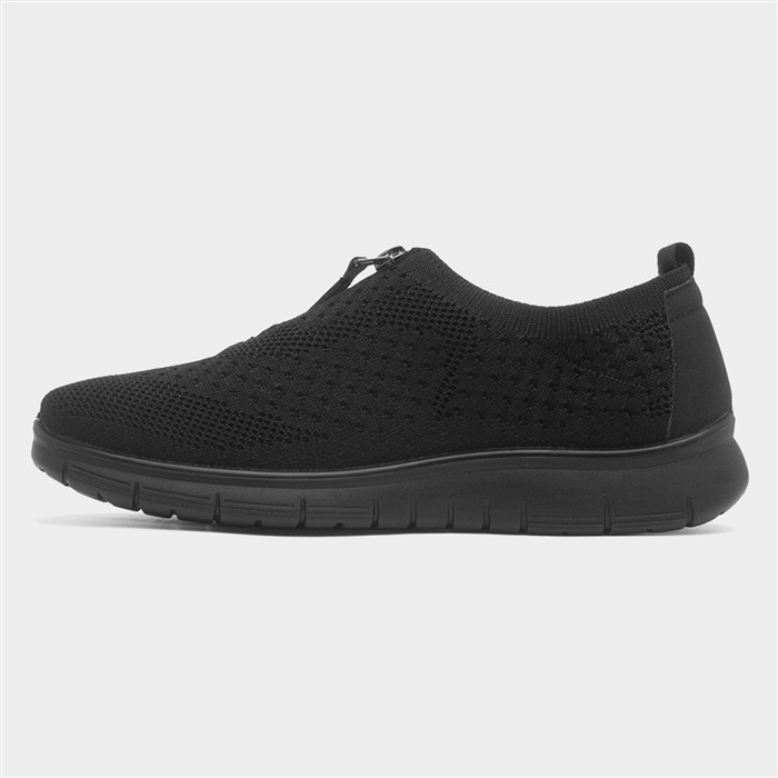 Astrid Womens Black Zip Up Knit Shoe