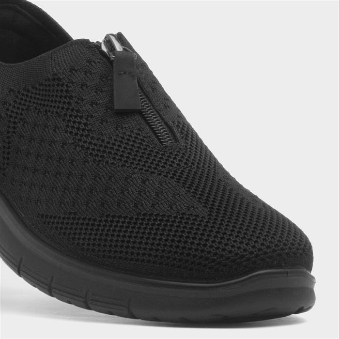 Astrid Womens Black Zip Up Knit Shoe