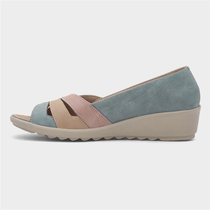 Moira Womens Blue Open Toe Wedge Shoe