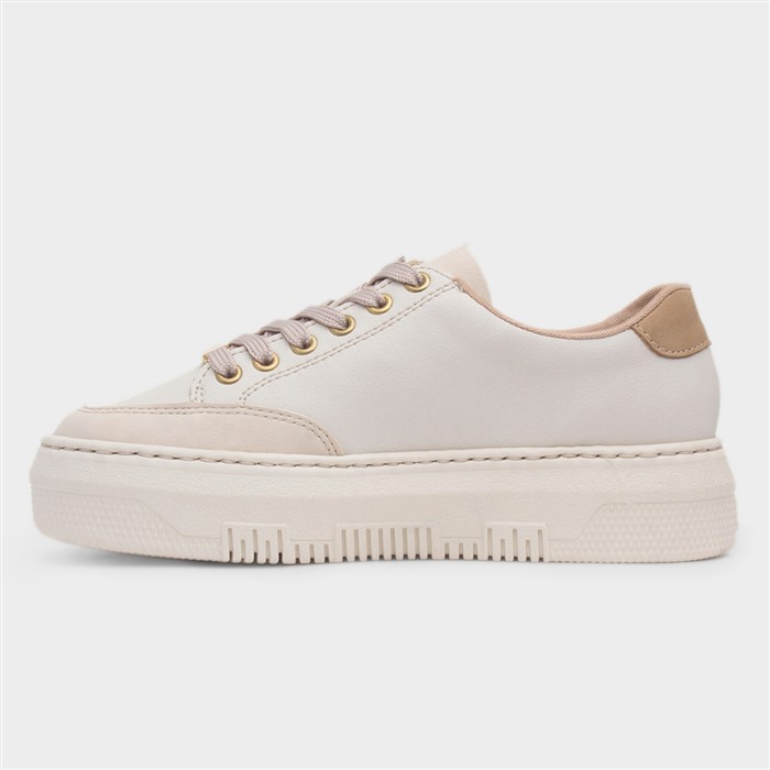 Essen Womens Beige Leather Lace Up Shoe