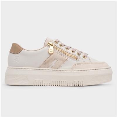 Essen Womens Beige Leather Lace Up Shoe