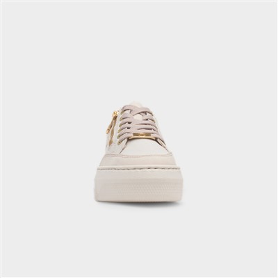 Essen Womens Beige Leather Lace Up Shoe