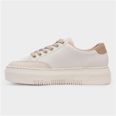 Essen Womens Beige Leather Lace Up Shoe