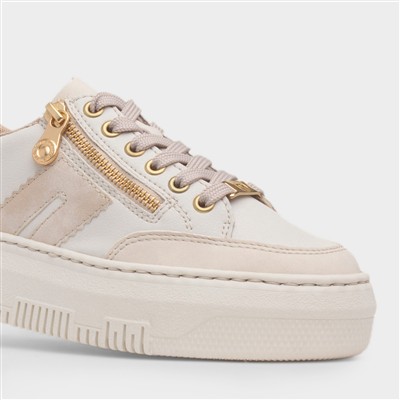 Essen Womens Beige Leather Lace Up Shoe