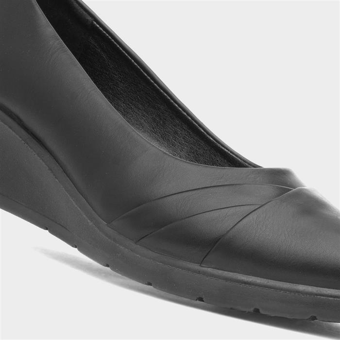 Womens Black Wedge Slip On Casual Shoes
