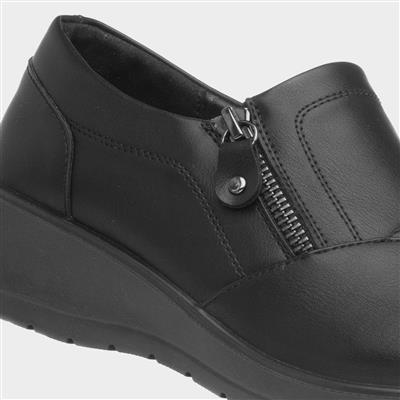 Womens Black Casual Wedge Shoe