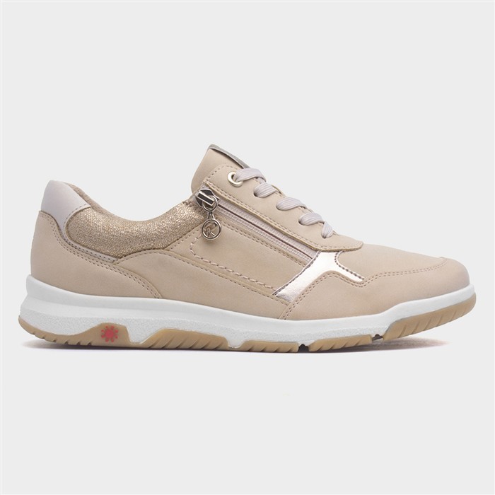Sophie Womens Beige Lace Up Zip Up Shoe