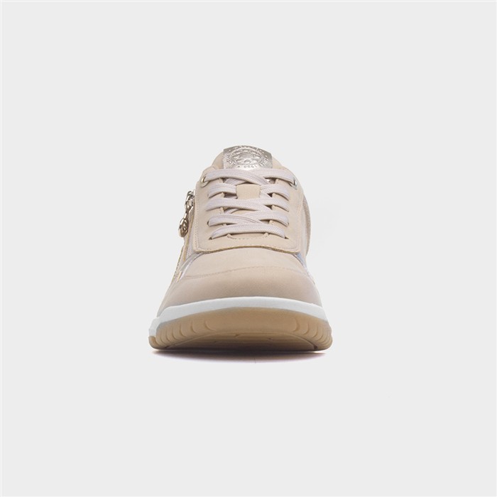Sophie Womens Beige Lace Up Zip Up Shoe